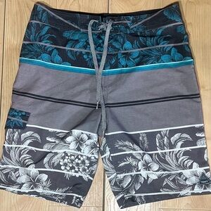 Men's Floral Gray Swim Shorts